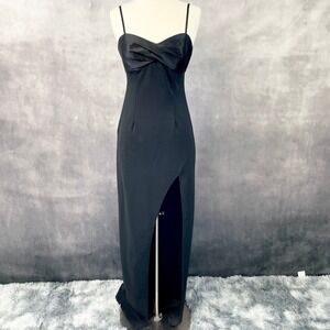 DB Studio Maxi Dress Women Size 4 High Slit Twist Front Formal Prom Gala Y2K 90s